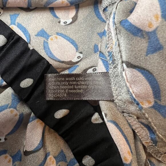 Women's Limited Bird Print Silk Like Blouse - Picture 8 of 10